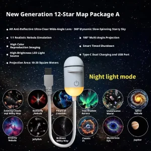 Wireless Wall Lamp LED Light Wireless Charging Small Aluminum Alloy Touch Control Light 2 in 1 Galaxy Projector Night Light