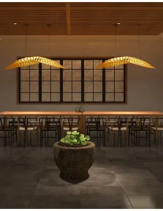 Wood Driftwood Bead Pendant Chandelier Ceiling Light