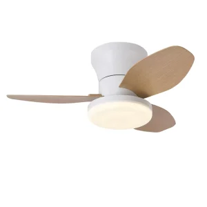 Wood-Grain Ceiling Fan with Light, Remote Control, DC Motor