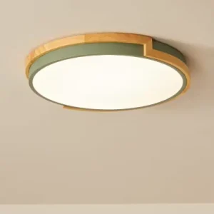 Wood Grain Circular LED Ceiling Light Modern Minimalist Bedroom Study Living Room Smart Home