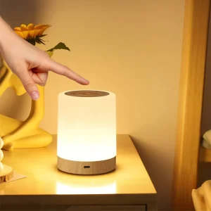 Wood Grain Touch Night Light Clap-Sensitive Colorful Desktop RGB LED Lamp