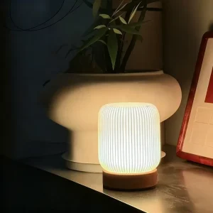 Wood Grain Touch Wireless Portable Bedside Lamp with Charging