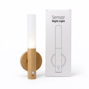 Wood Grain USB Rechargeable Motion Sensor Wall Night Light Magnetic Base Detachable LED Lamp for Bedroom Hallway Closet