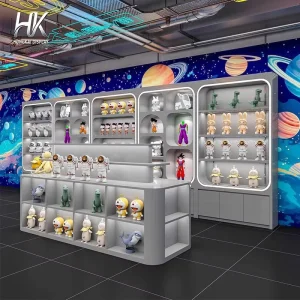 Wooden Painted LED Light Strip Display Cabinet for Shopping Malls, Supermarkets, and Toy Stores