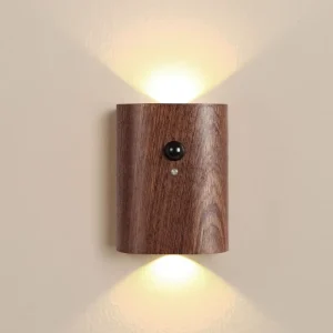Wooden Stairway LED Night Light, Rechargeable, Motion Sensor, Warm White, Dimmable
