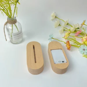 Wooden Warm Light Night Lamp with Battery Case Soft Ambient Bedside Light