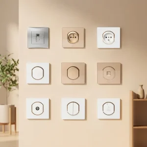 YAKI French Style PC Panel Gold Grey White Color 220V IP35 Electric Wall Light Switches and Sockets