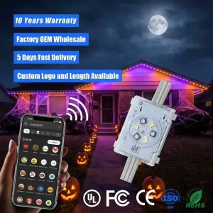 Year Round 48V Smart App Controller 6 Led Point Lights 200ft 500ft IP68 Permanent Outdoor Eaves Christmas Lighting