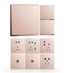 Yijing Series Retro Wall Switch Cherry Blossom Pink Five Hole Dual Control 16A 220V Imported Flame Retardant PC Genuine