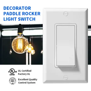 Yineng DS15.3 3 Way Switch 15A 120 277V UL CUL Listed Home Wall Electrical Switches Usa Decorative Plate with Screw Wallplate