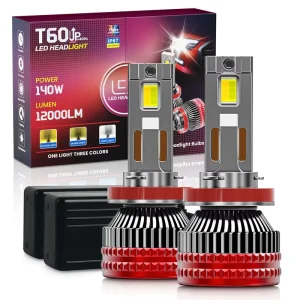 Yobis T60 High Power 3 Color 200w 20000lm H4 H7 Canbus Led Luz Bombillo Luces 9005 Hb3 H13 H3 Led Headlight Bulb H11 Led Lamp