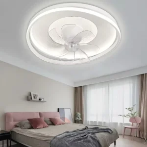 Zhongshan Factory Energy Saving Indoor Ceiling Lamp With Integrated Silent Fan Sleek Double Ring LED Lighting For Master Bedroom