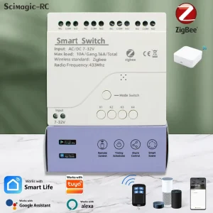 ZigBee 4-Channel Smart Switch 85-250V 7-32V WiFi Remote Control Receiver 10A Relay with Shell