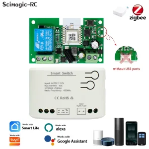 ZigBee 433MHz Mini Smart Switch 1-Channel 7-32V RF Remote Control Receiver WiFi Garage Module