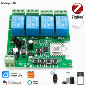 ZigBee DC 7-32V RF WiFi Smart Light Switch Relay Module App Remote Control