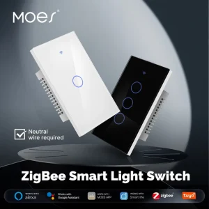 ZigBee Smart Light Switch Voice Control Touch Tempered Glass Panel Fireproof Neutral Wire Required Remote Control App