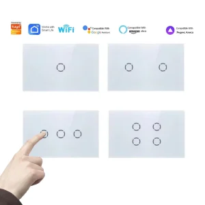 ZigBee Wall Touch Smart Light Switch With Neutral No Neutral No Capacitor Smart Life Tuya 2 3 Way Control Compatible AlexaGoogle