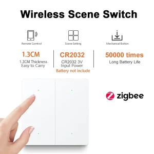 Zigbee 3.0 Smart Scene Button Switch, 4-Gang, Wireless, Battery Powered