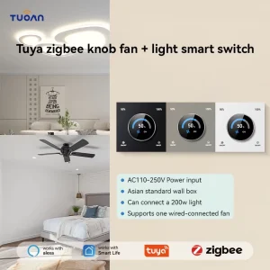 Zigbee Black and White Slider Smart Switch for Fan and Light Control