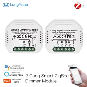 Zigbee Dimmer Module 1/2 Gang 100W Hidden Installation 0%-100% Stepless Dimming