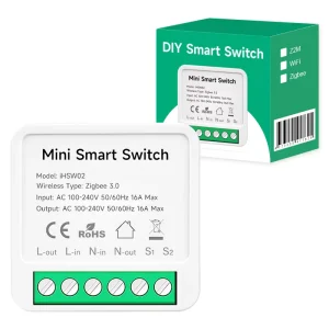 Zigbee Mini DIY Smart Switch Module, 2-Way, 16A Relay for Light Automation