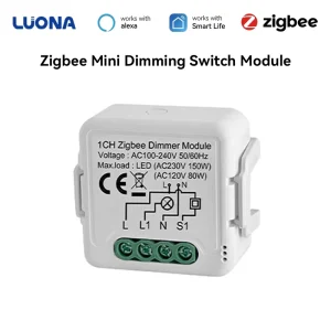 Zigbee Mini Dimmer Switch, Neutral and Live Wire, 1/2-Channel In-Wall Module for Retrofit Smart Lighting Control