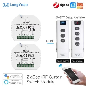 Zigbee RF433 Smart Blind Switch Module Mini Hidden DIY Curtain Shutter Controller for Tuya, Alexa and Google Home