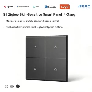 Zigbee S1 4-Gang Touch Light Switch, 86mm, 8.5mm Ultra-Thin, AC 110-250V, Voice Control