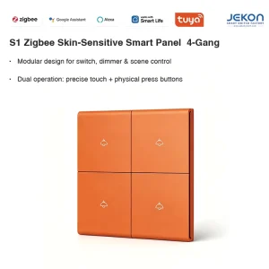Zigbee S1 4-Gang Touch Switch with Physical Buttons, App Remote Control, Timing, and Scene Linkage