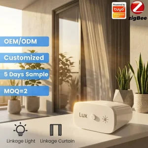 Zigbee Smart Brightness Sensor with Daylight Detection, Curtain Control, Low Battery Alert, Compact White