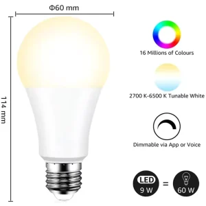 Zigbee Smart Bulb RGBW E27 with Smart Home App and Voice Control
