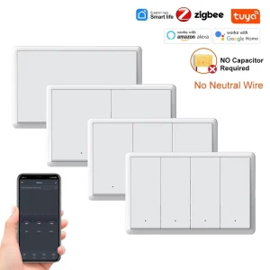 Zigbee Smart Wall Light Switch Flip Design No Neutral Required
