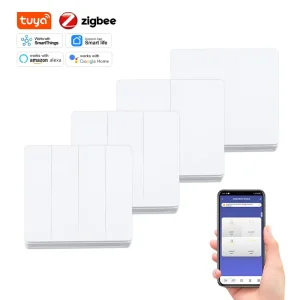 Zigbee Smart Wall Switch White or Black App Remote Voice Control