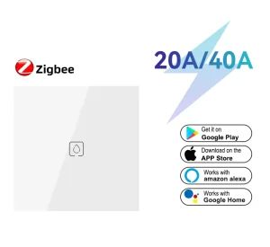 Zigbee Smart Water Heater Switch, 20A/40A, 2200W, High-Load Touch Panel, Voice Control