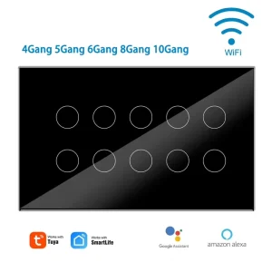 Zigbee Touch Wall Light Switch US UK 4 5 6 8 10 Gang Voice Remote Control