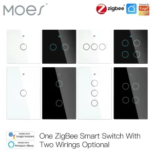 Zigbee Wall Touch Smart Light Switch Neutral or No Neutral No Capacitor