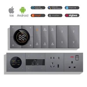 Zigbee Z-Wave Matter Compatible Smart Wall Switch with Voice Control App Remote Timer Light Dimming 1 2 3 4 Gang Indian Standard