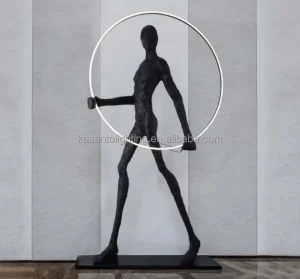 art New Design Modern Black Resin LED Floor Lamp for Residential Use