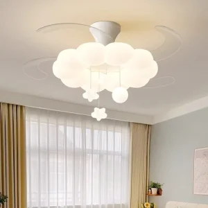 new modern cream style invisible integrated ceiling fan light silent lamp for dining bedroom home indoor lighting
